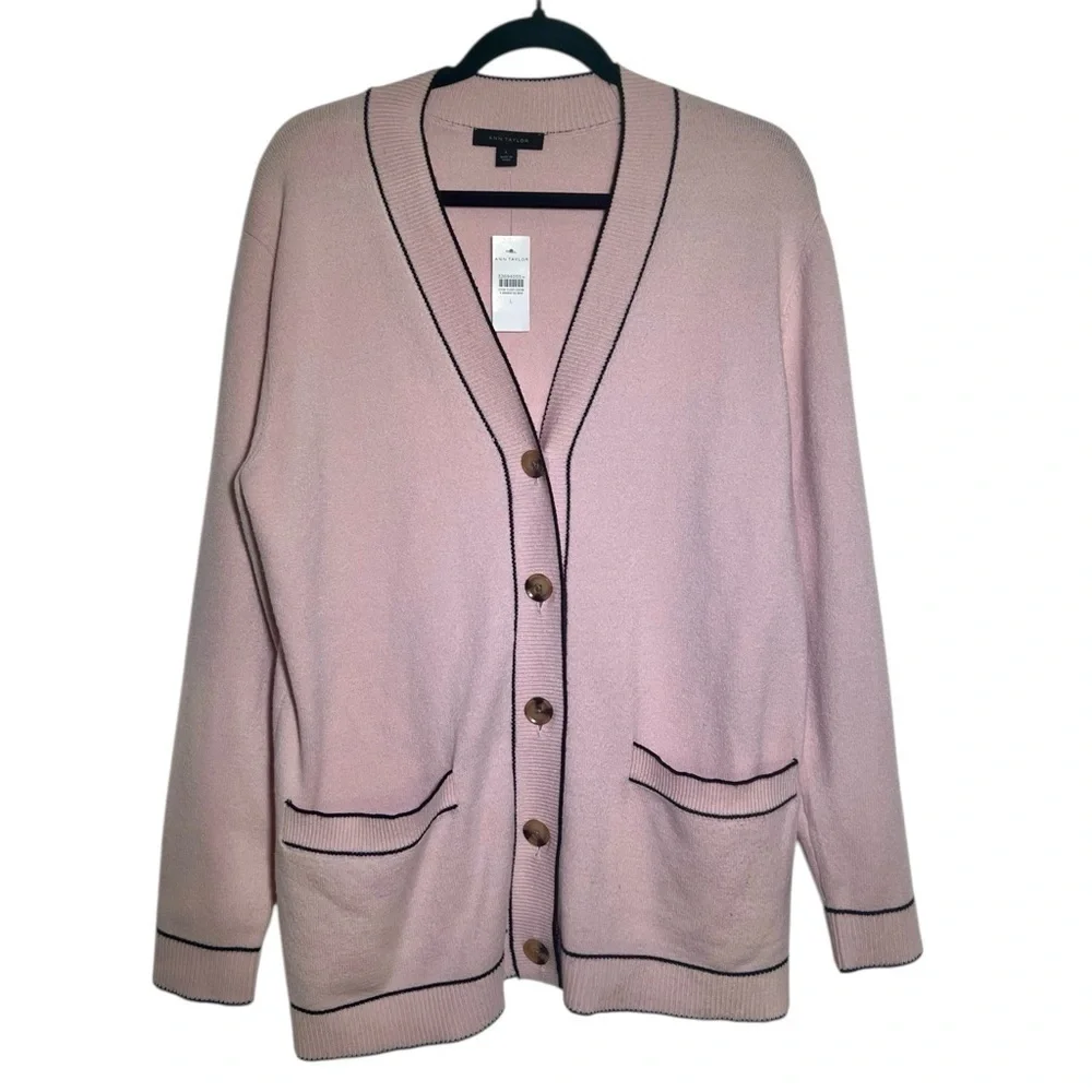 Ann Taylor Pink V Neck Cardigan NWT Large